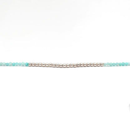 Amazonite Faceted Silver Charm Necklace 18"