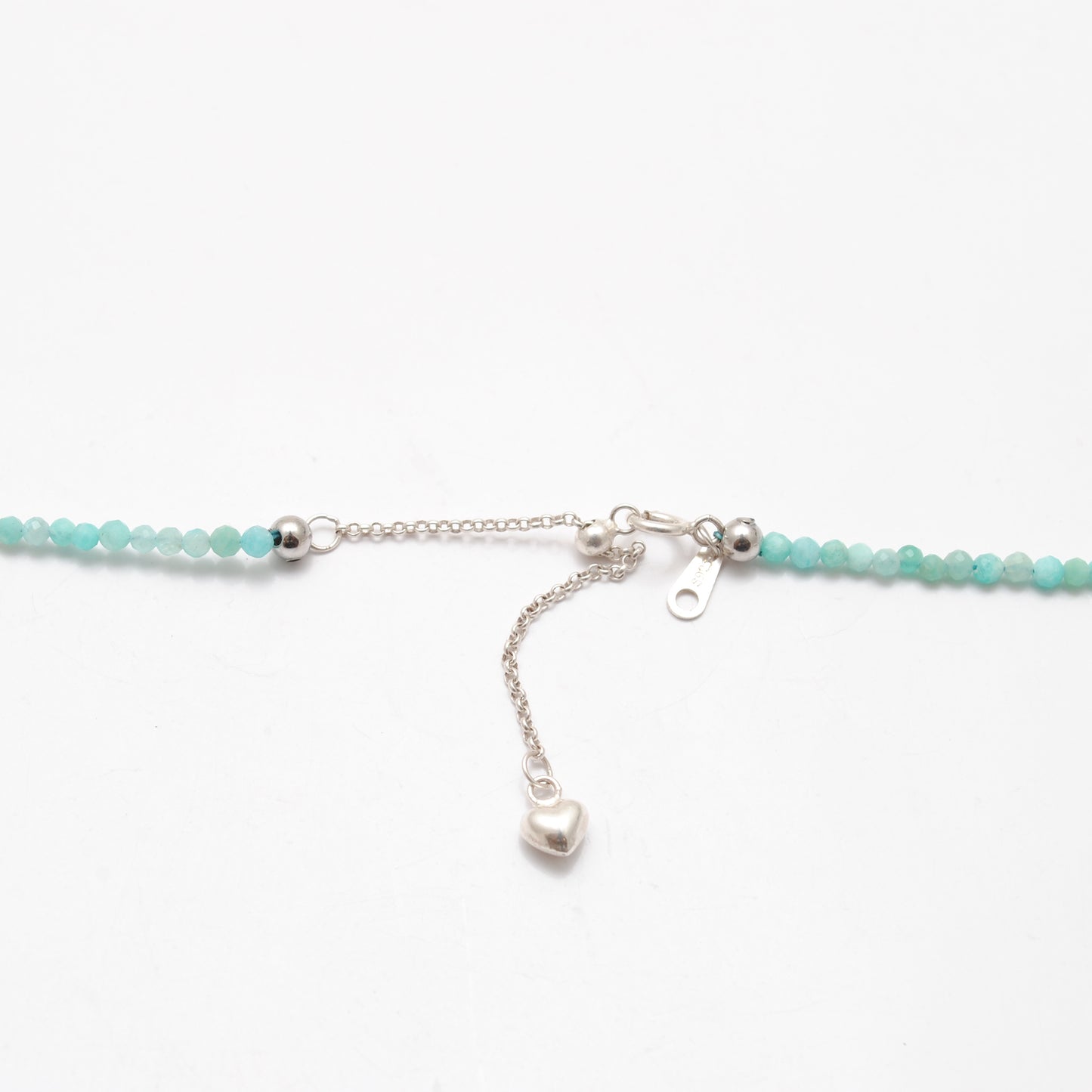 Amazonite Faceted Silver Charm Necklace 18"