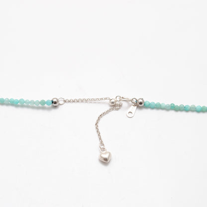 Amazonite Faceted Silver Charm Necklace 18"