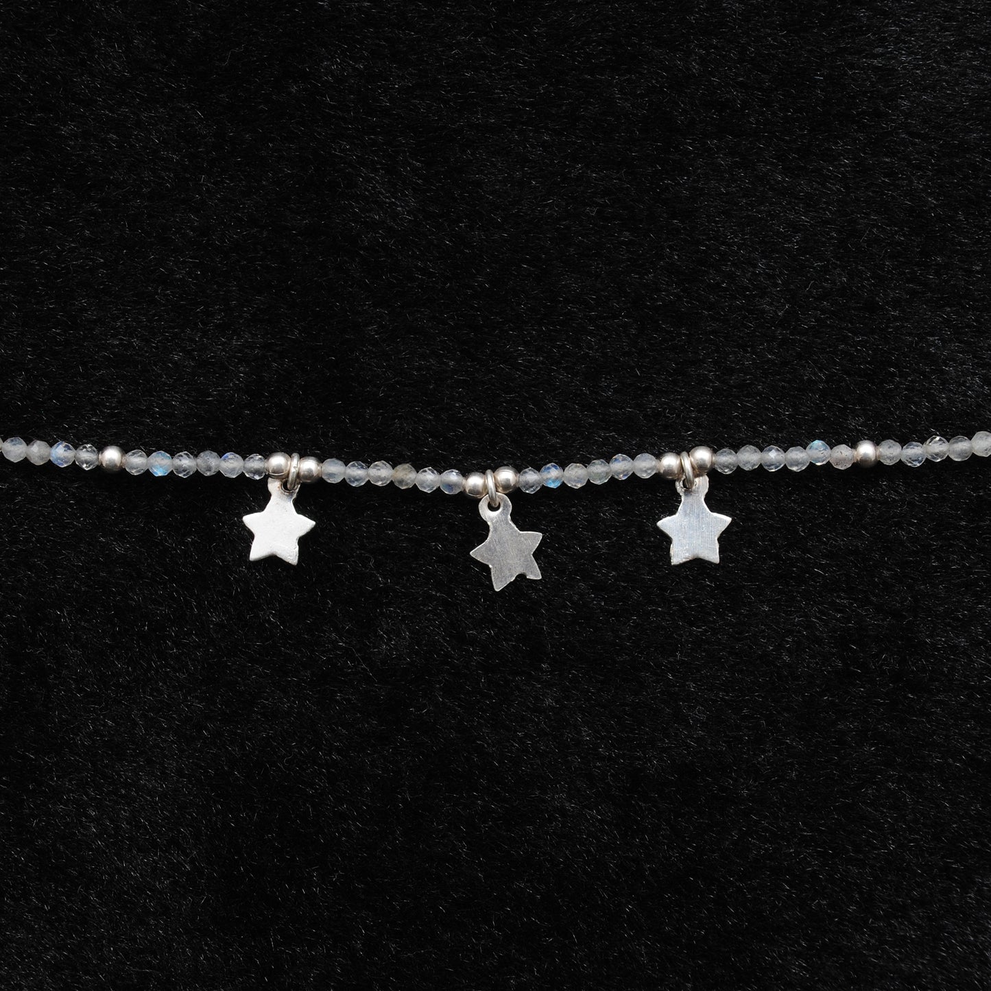 Labradorite Beaded Sterling Silver Charm Necklace