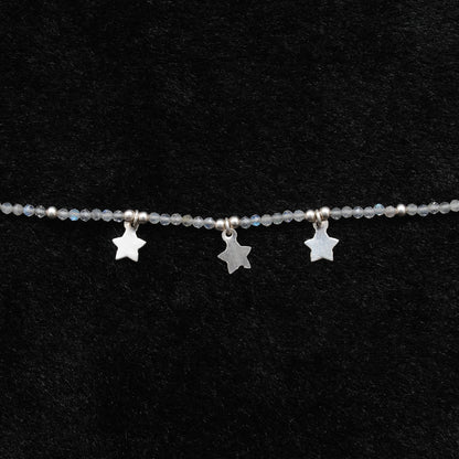 Labradorite Beaded Sterling Silver Charm Necklace