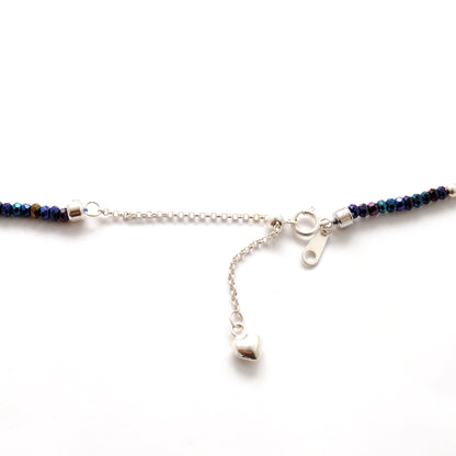 Blue Mystic Coated Faceted Beaded Silver Charm Necklace