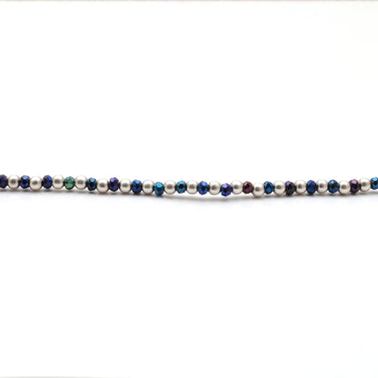 Blue Mystic Coated Faceted Beaded Silver Charm Necklace