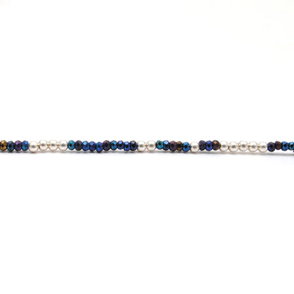 Black Spinel Blue Mystic Coated Beads Silver Necklace