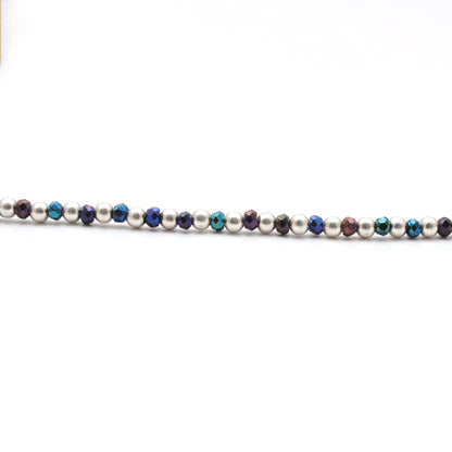 Black Spinel Blue Mystic Coated Silver Beaded Charm Necklace