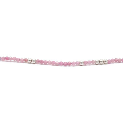 Pink Tourmaline Minimalist Silver Charm Necklace