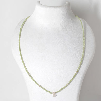 Peridot Rondelle Beaded Necklace 2mm