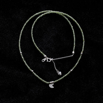 Peridot Rondelle Beaded Necklace 2mm