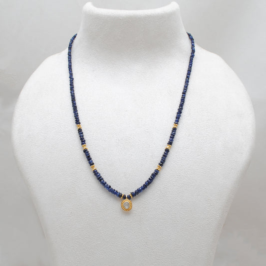 Rose Cut Diamond Necklace Sapphire Beaded Jewelry