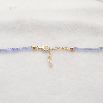 925 Sterling Silver Tanzanite Necklace with Rose Cut Diamond Pendant