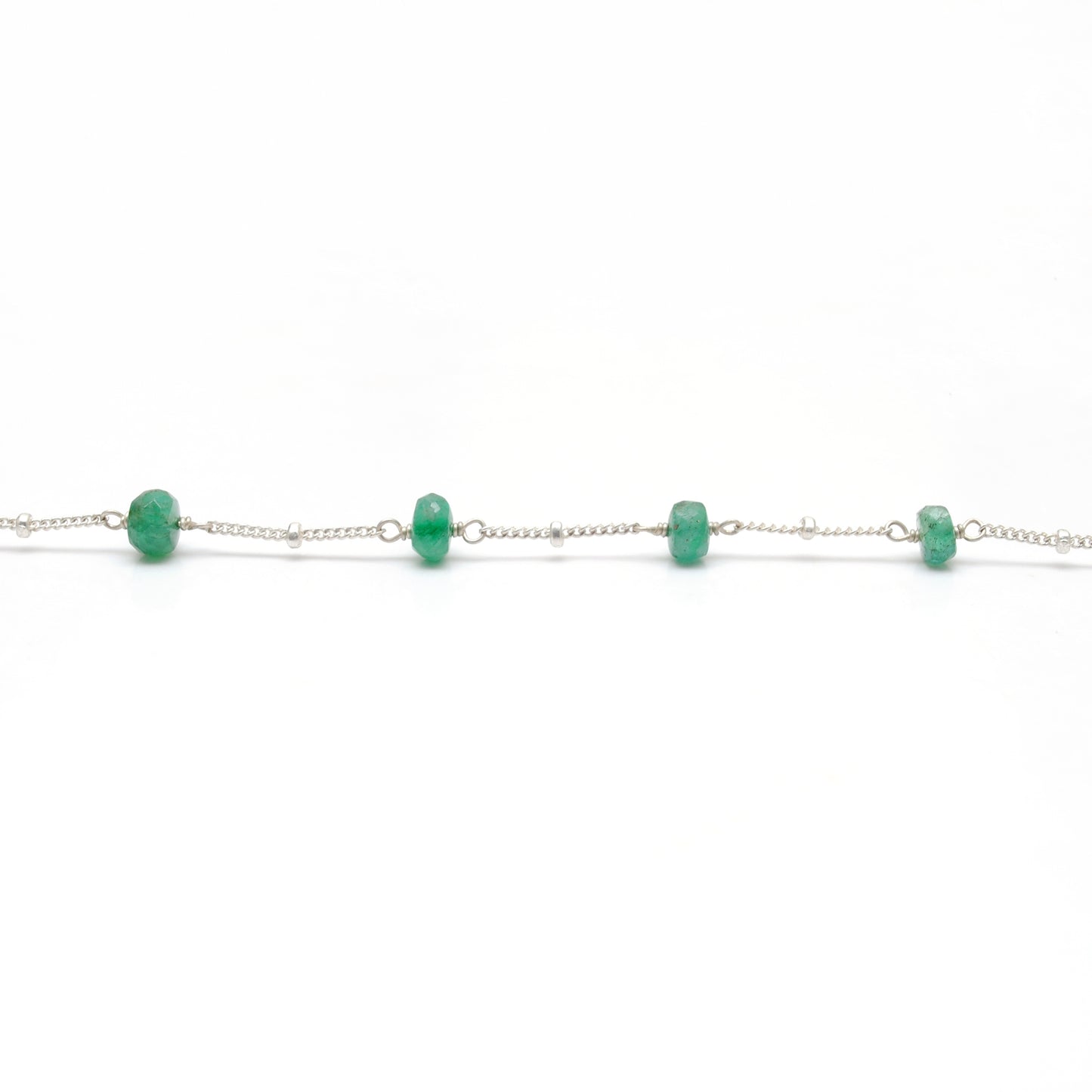 Natural Emerald Tiny Beaded Choker Chain Necklace
