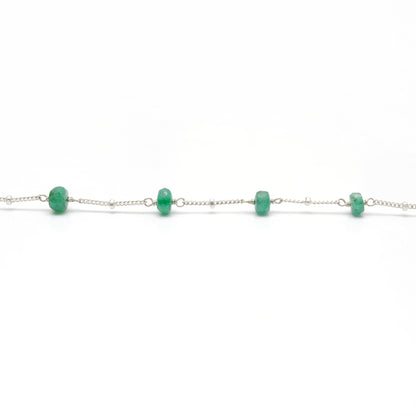 Natural Emerald Tiny Beaded Choker Chain Necklace