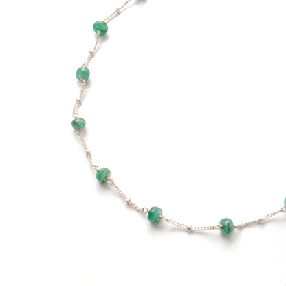 Natural Emerald Tiny Beaded Choker Chain Necklace