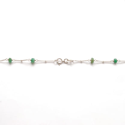 Natural Emerald Tiny Beaded Choker Chain Necklace