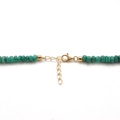 Pearl & Emerald Rondelle Beaded Necklace 18"