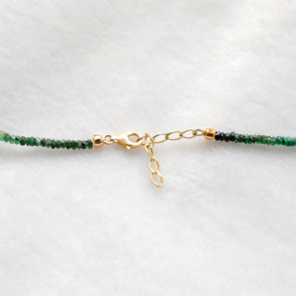 Shaded Emerald Beaded Silver Necklace