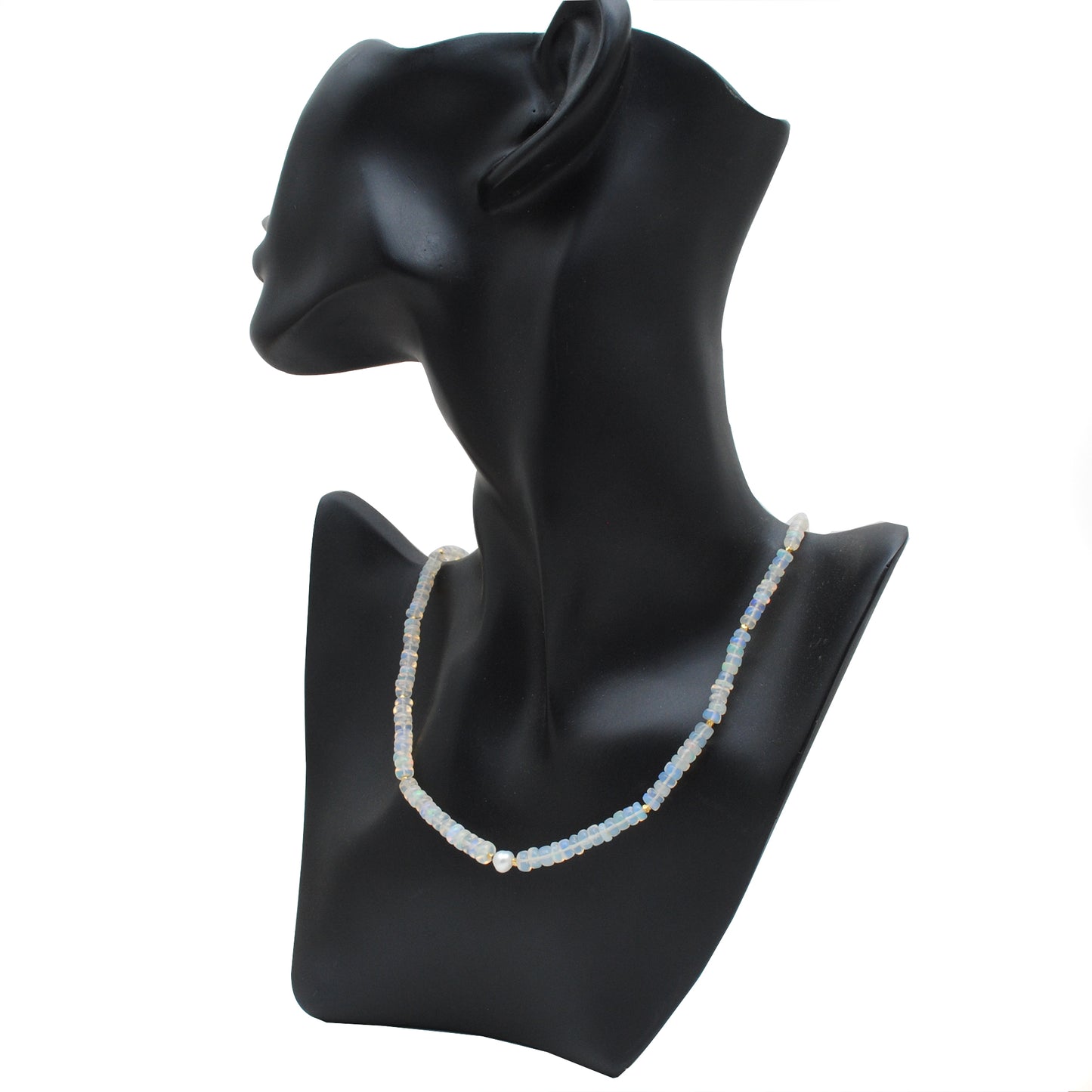925 Sterling Silver Opal & Freshwater Pearl Beaded Necklace