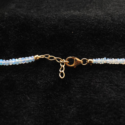 925 Sterling Silver Opal & Freshwater Pearl Beaded Necklace