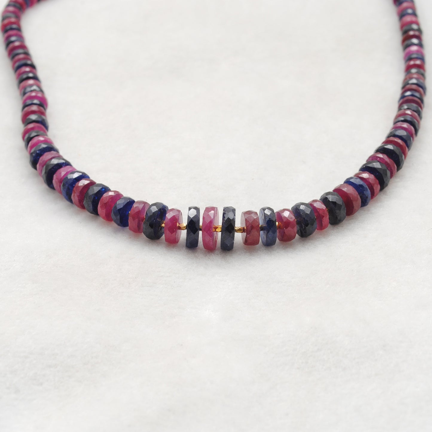 925 Sterling Silver Ruby & Sapphire Beaded Necklace – Gift for Her