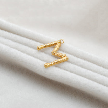 18k Solid Yellow Gold M Initial Letter Charm Pendant