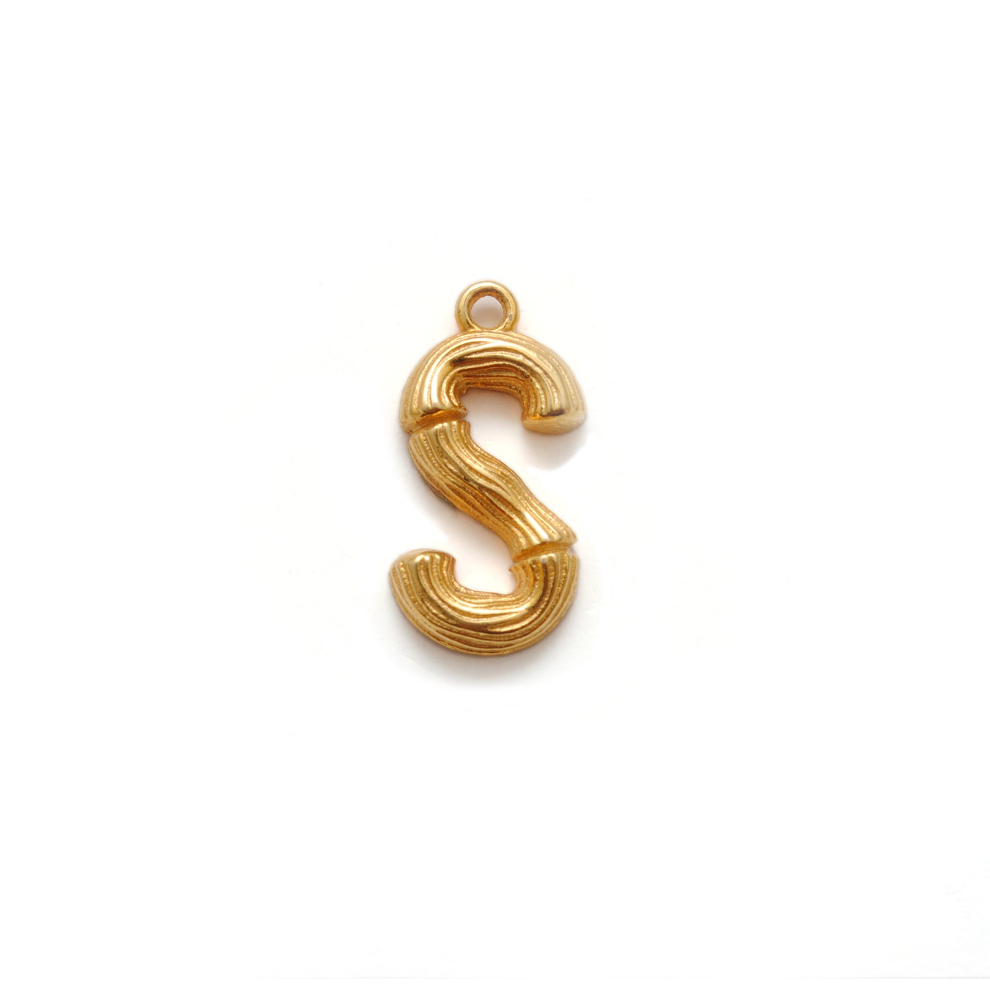 18k Solid Yellow Gold S Initial Letter Pendant