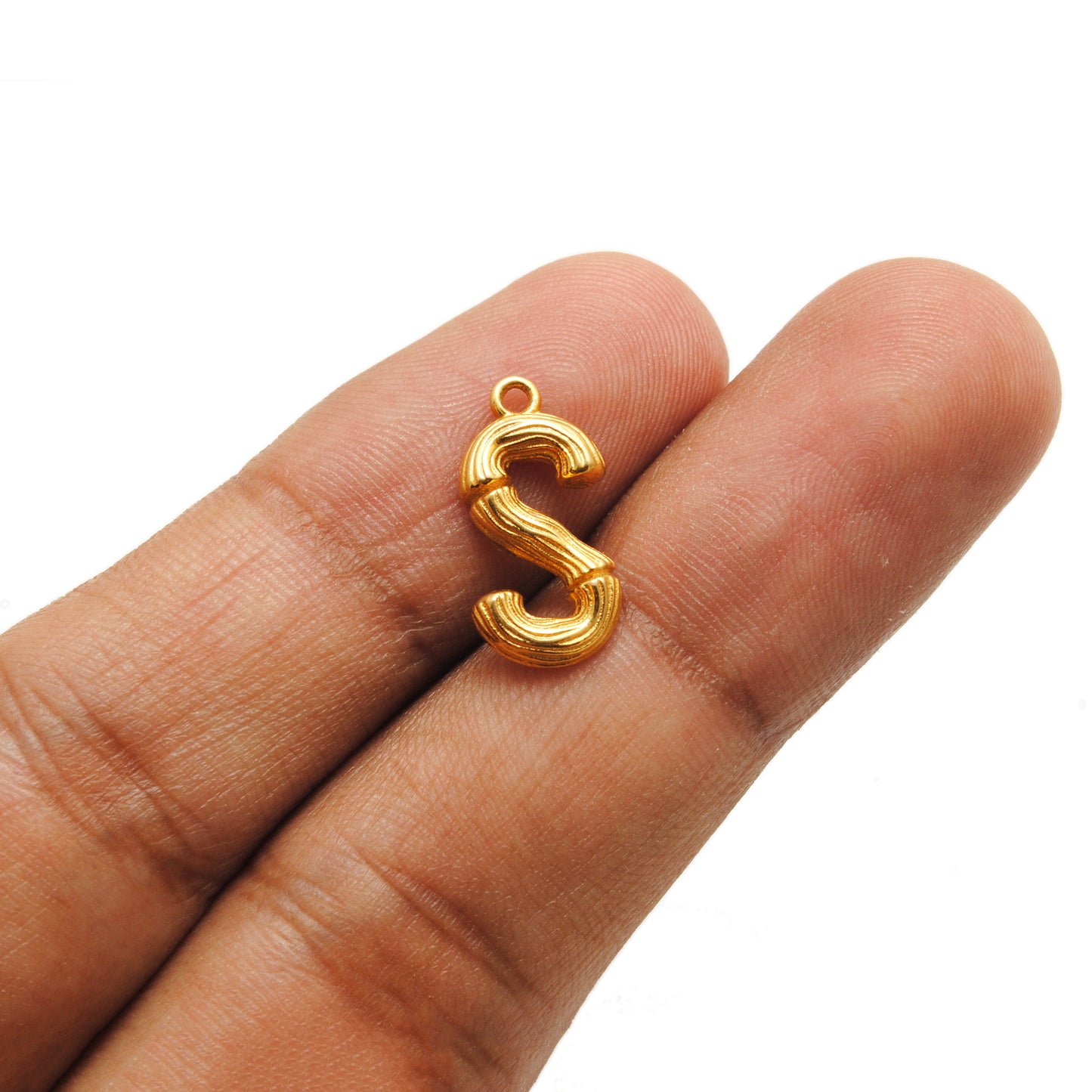 18k Solid Yellow Gold S Initial Letter Pendant