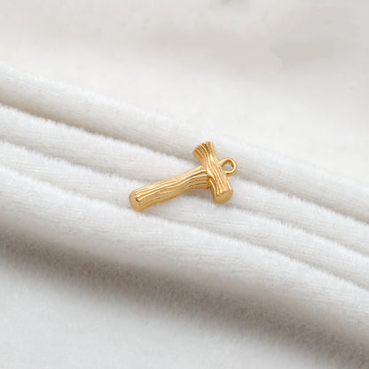 18k Solid Yellow Gold T Initial Letter Charm Pendant