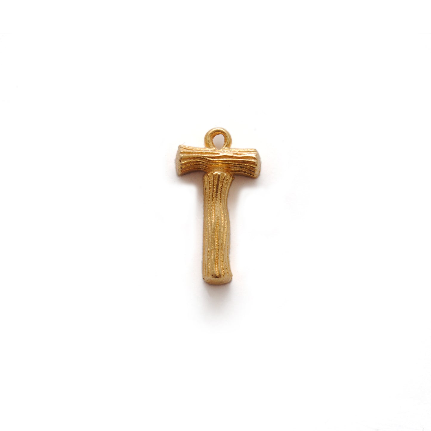 18k Solid Yellow Gold T Initial Letter Charm Pendant