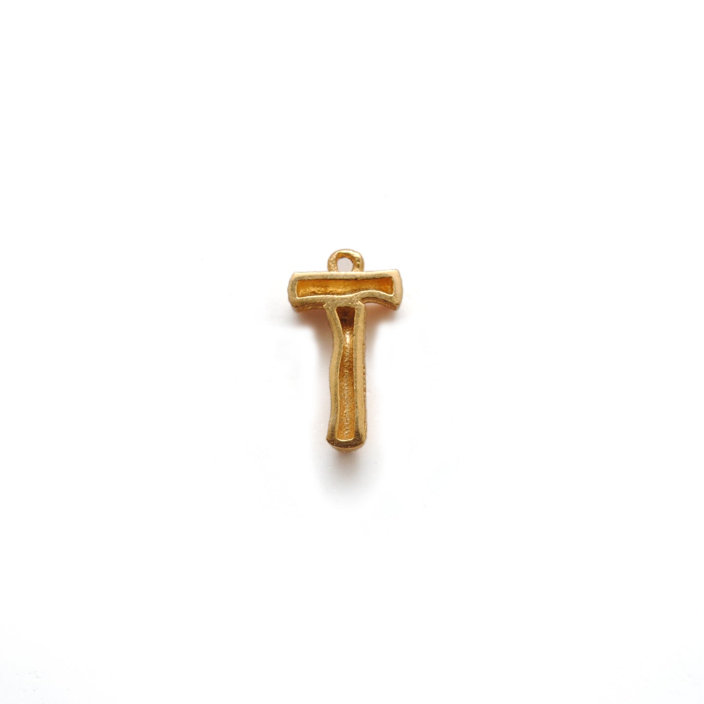 18k Solid Yellow Gold T Initial Letter Charm Pendant