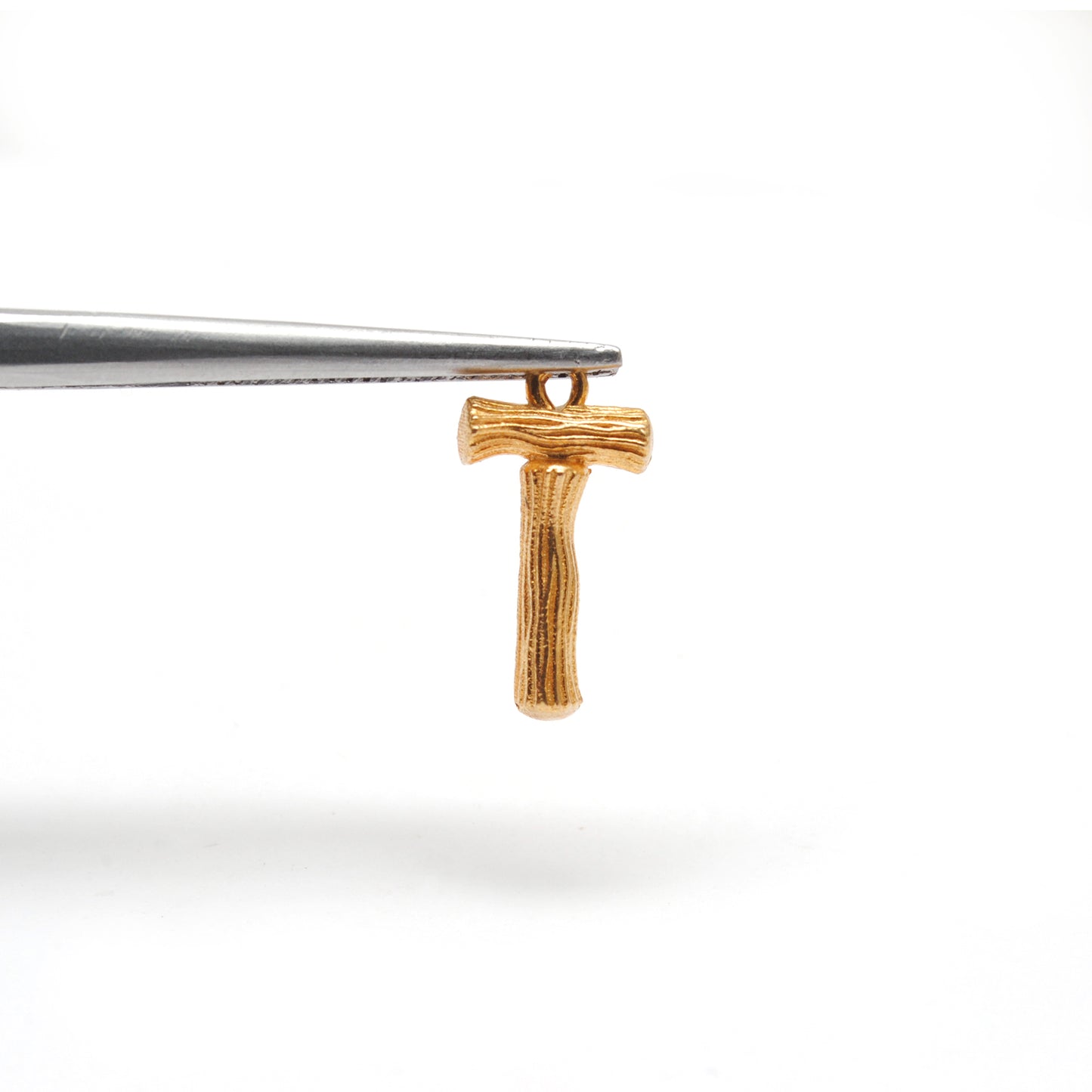 18k Solid Yellow Gold T Initial Letter Charm Pendant