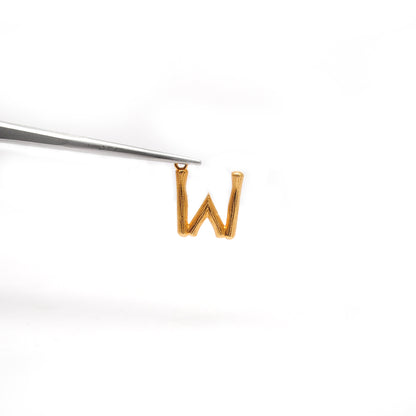 18k Solid Yellow Gold W Initial Letter Charm Pendant