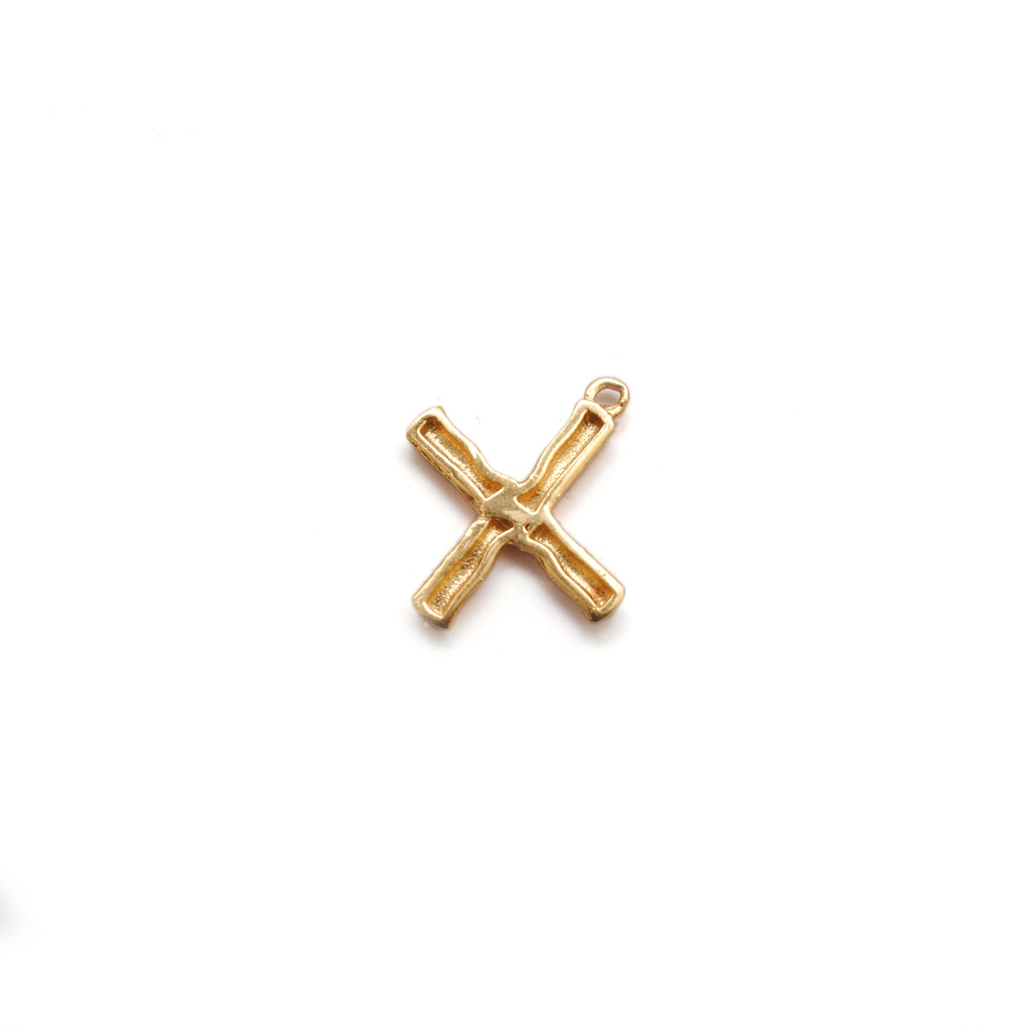 18k Solid Yellow Gold X Initial Letter Charm Pendant
