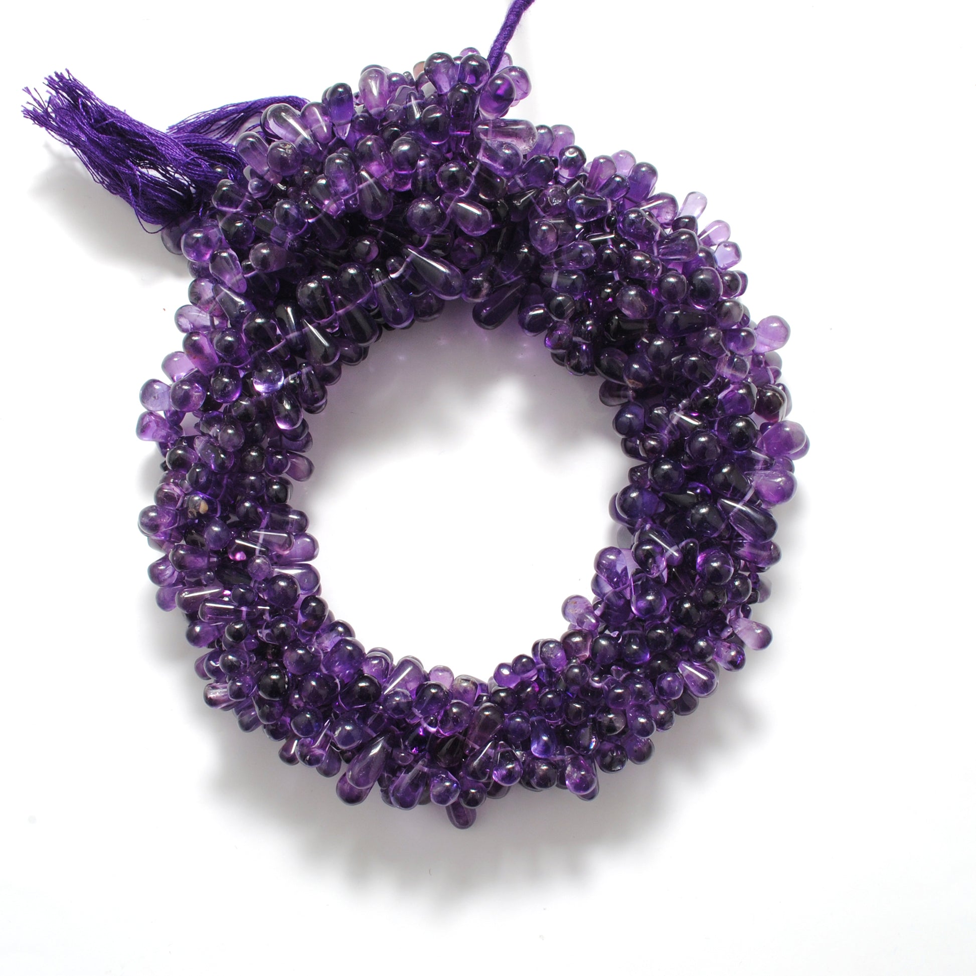 AAA amethyst drop beads February birthstone - side profile