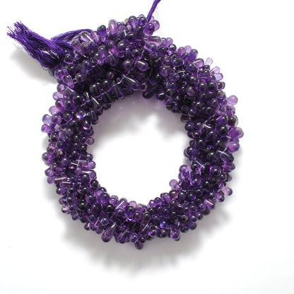 AAA amethyst drop beads February birthstone - side profile