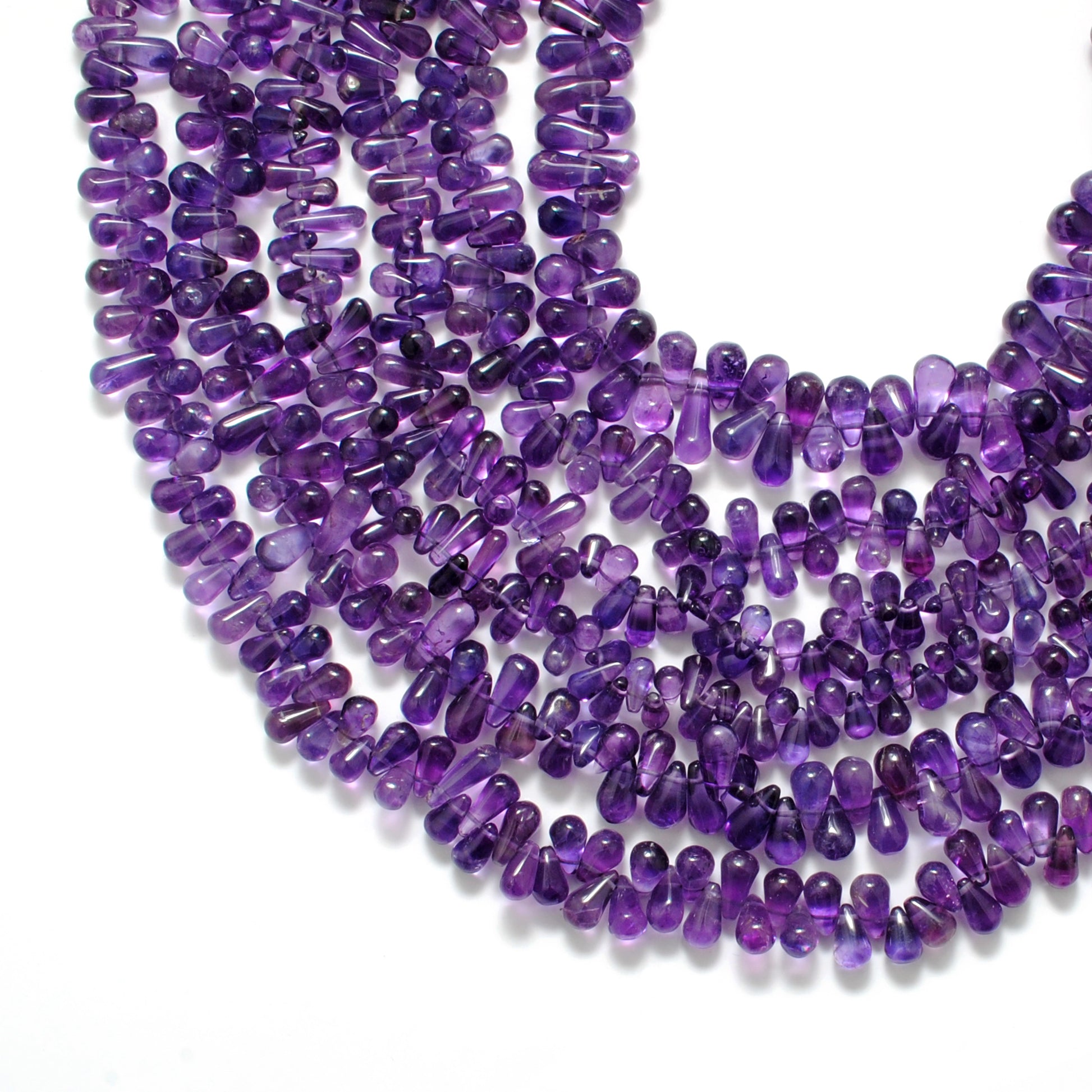 AAA natural amethyst drop beads mixed sizes 14 inch strand - front view