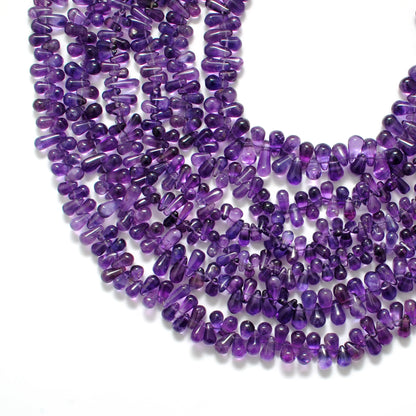 AAA natural amethyst drop beads mixed sizes 14 inch strand - front view