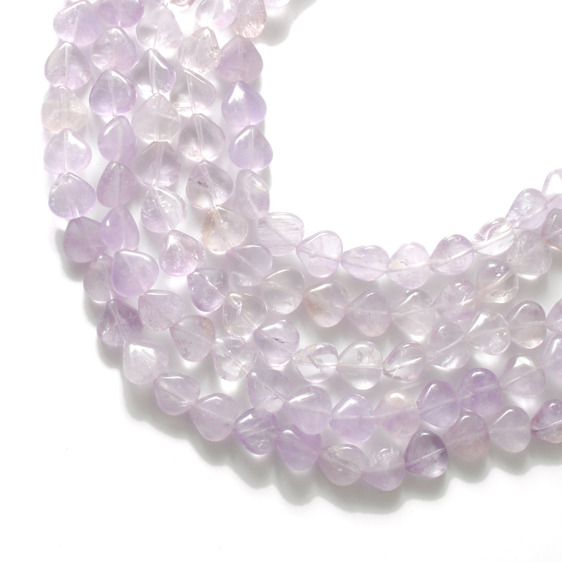 Amethyst 10mm heart beads - close-up romantic purple detail