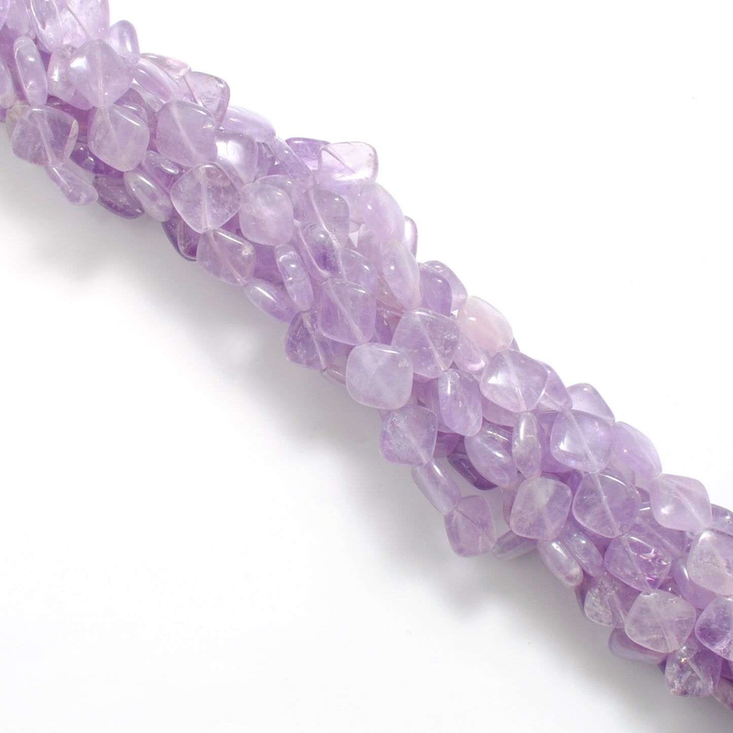 Amethyst 12mm cushion cut beads for statement necklace - side profile