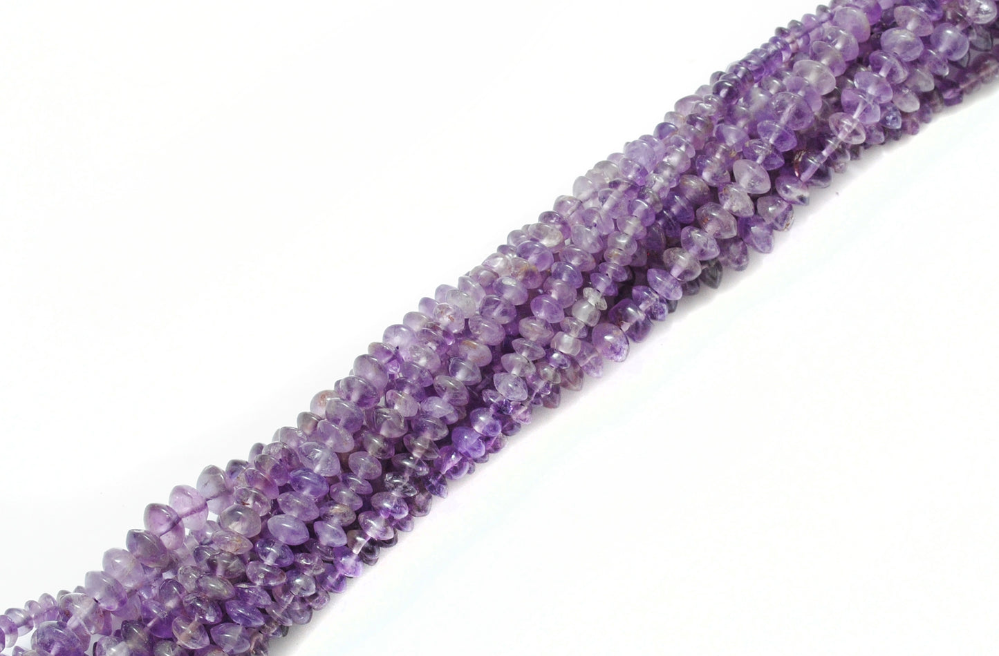 Amethyst button beads February birthstone - side profile disc