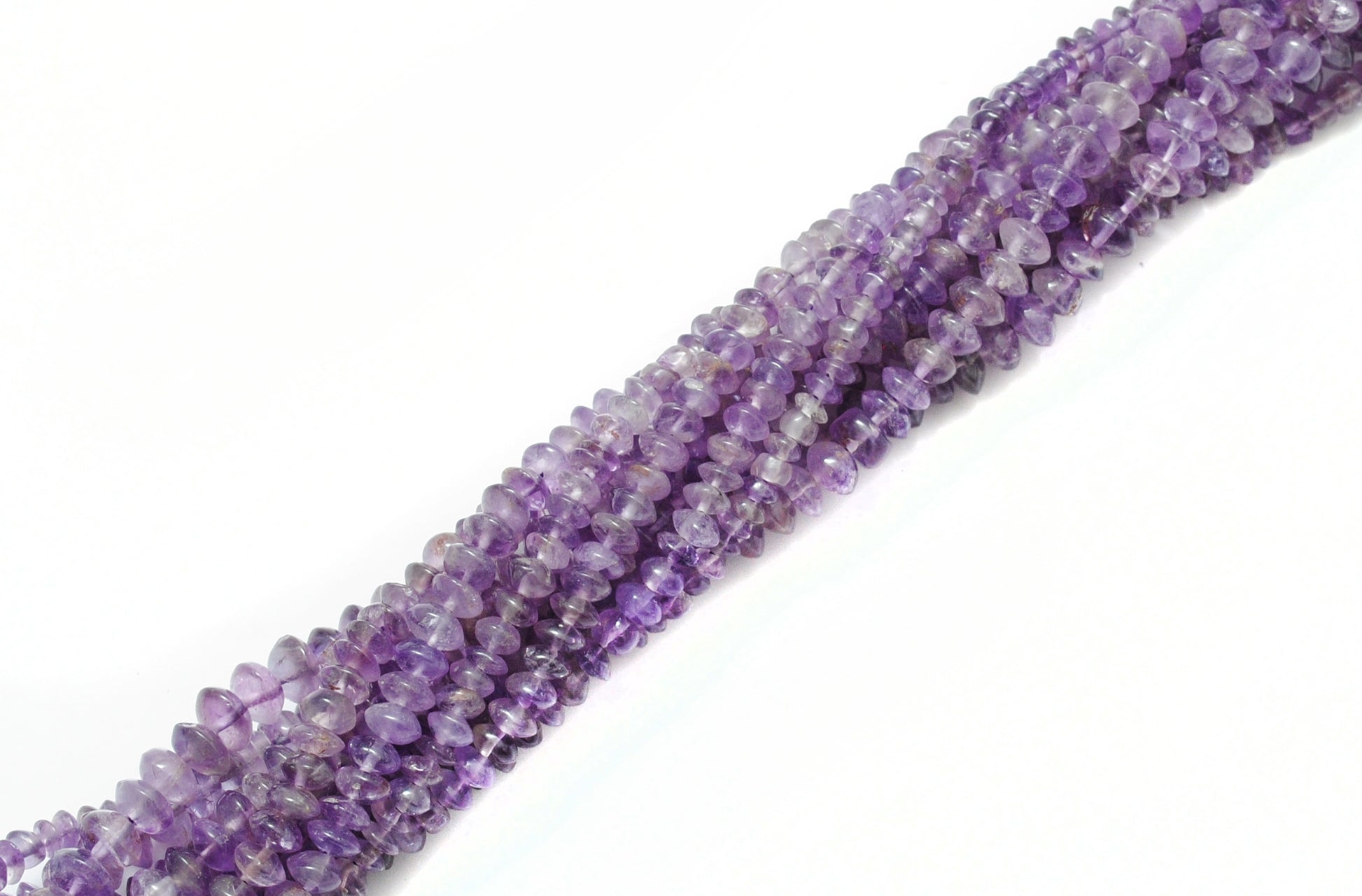 Amethyst button beads February birthstone - side profile disc