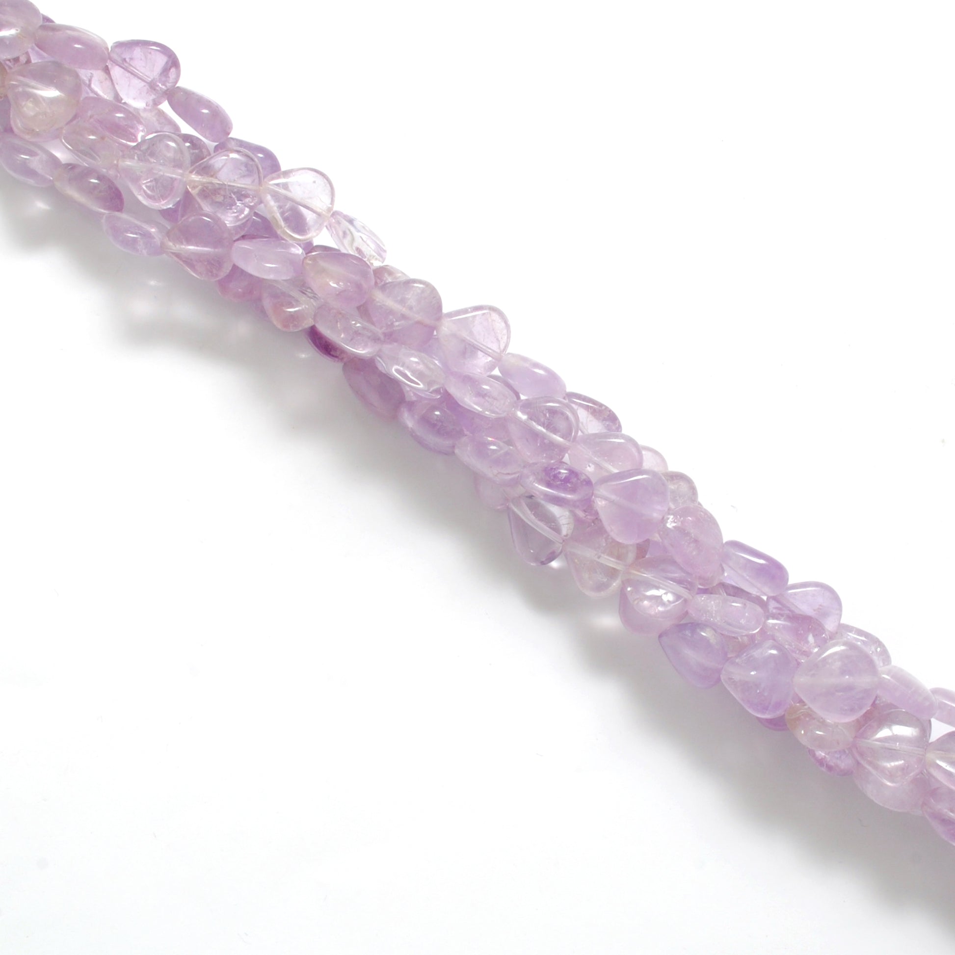 Amethyst heart beads February birthstone Valentine - side profile