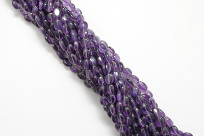Amethyst small oval beads for dainty jewelry - side profile