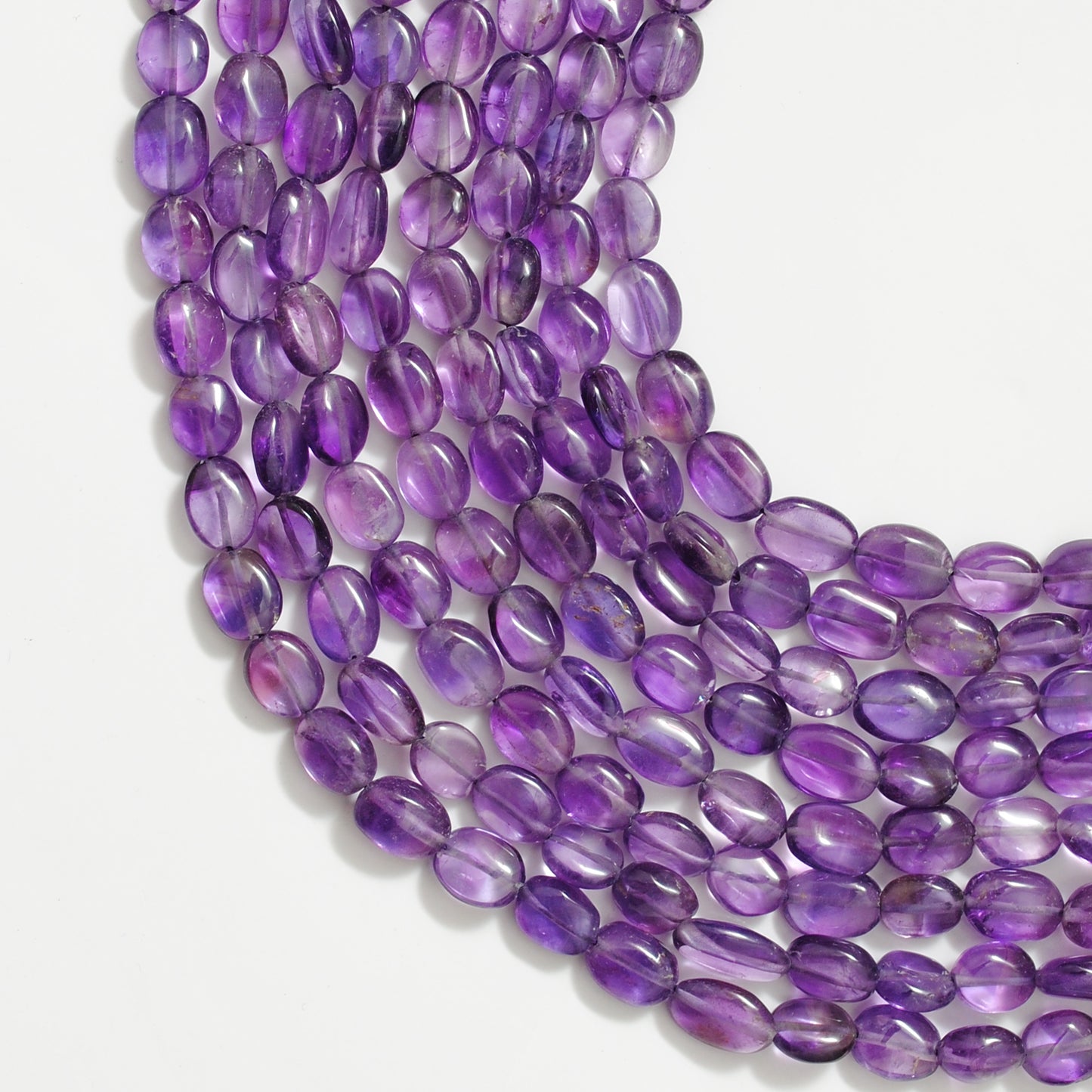 Amethyst oval beads statement jewelry - side profile large size