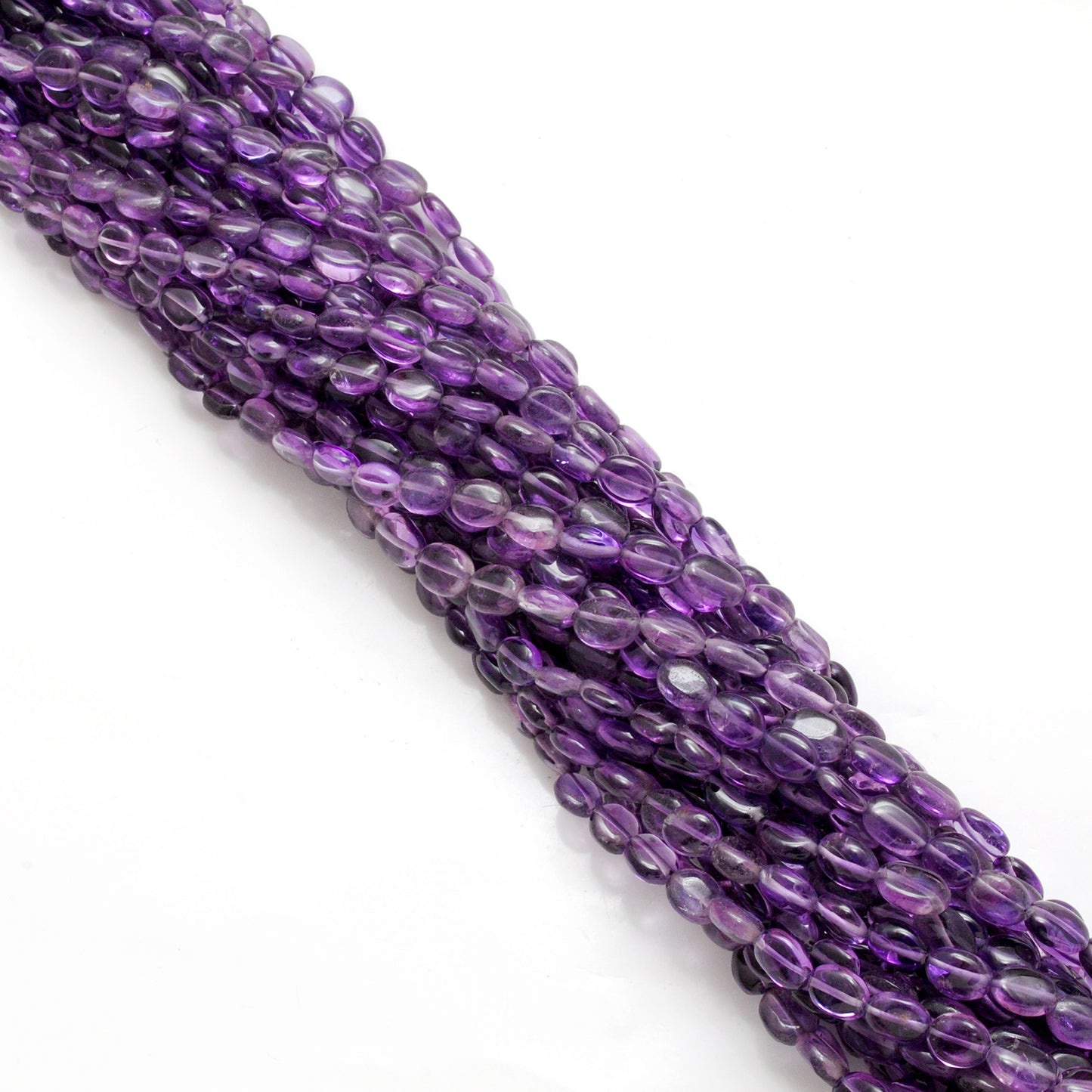 Amethyst oval beads 7x9mm - side profile detail
