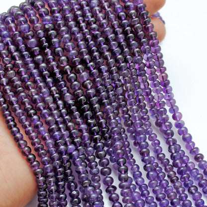 Amethyst rondelle beads AAA grade - close-up purple clarity detail