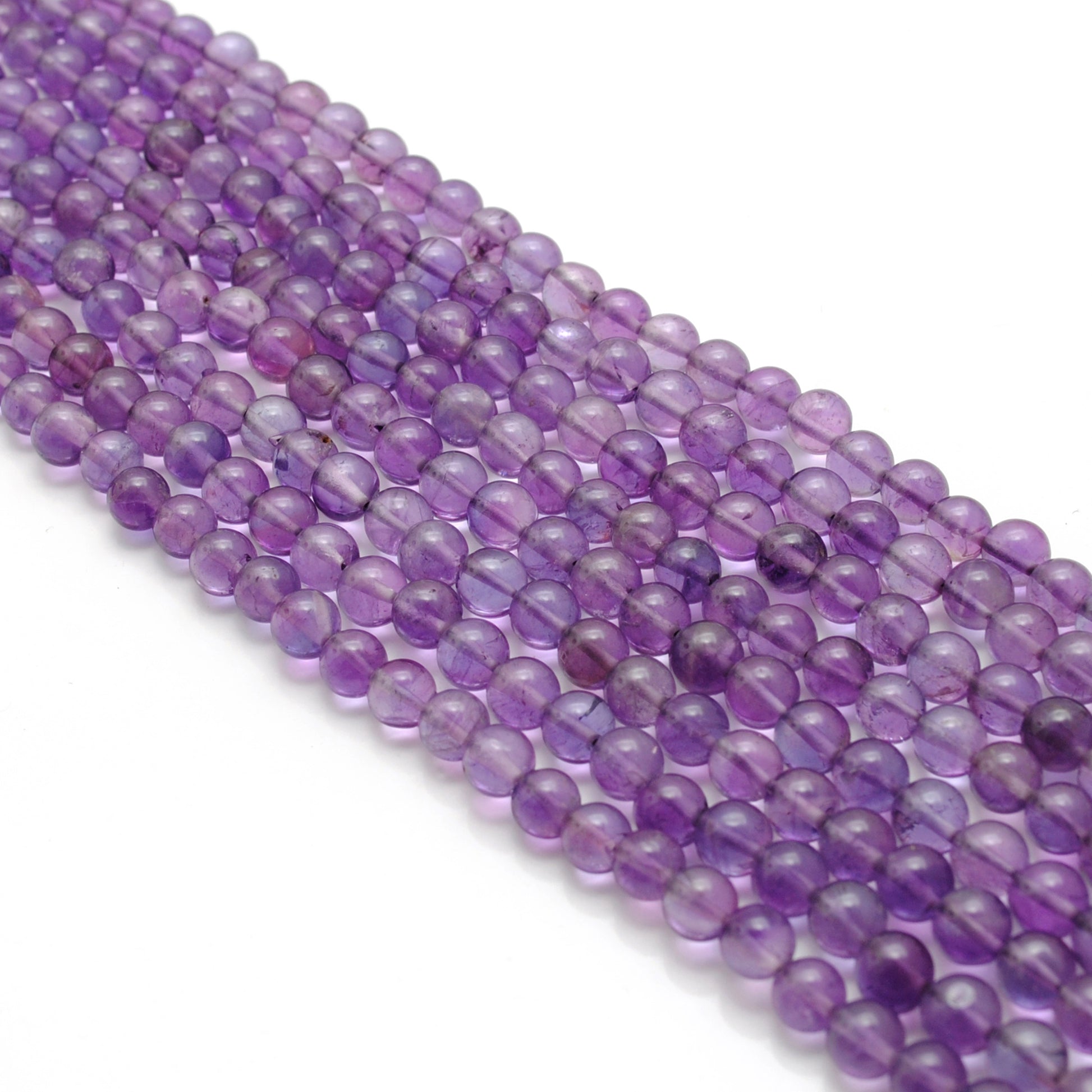 Amethyst round beads for bracelet necklace making - side profile