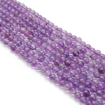 Amethyst 5-5.5mm round beads for everyday jewelry - side view