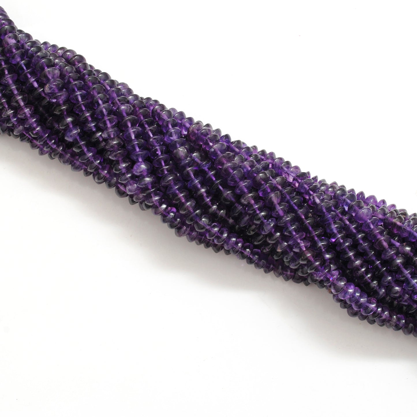 Amethyst smooth button beads for layering necklaces - side view