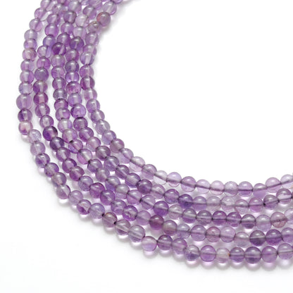 Amethyst 3-3.5mm smooth round beads for dainty jewelry - side