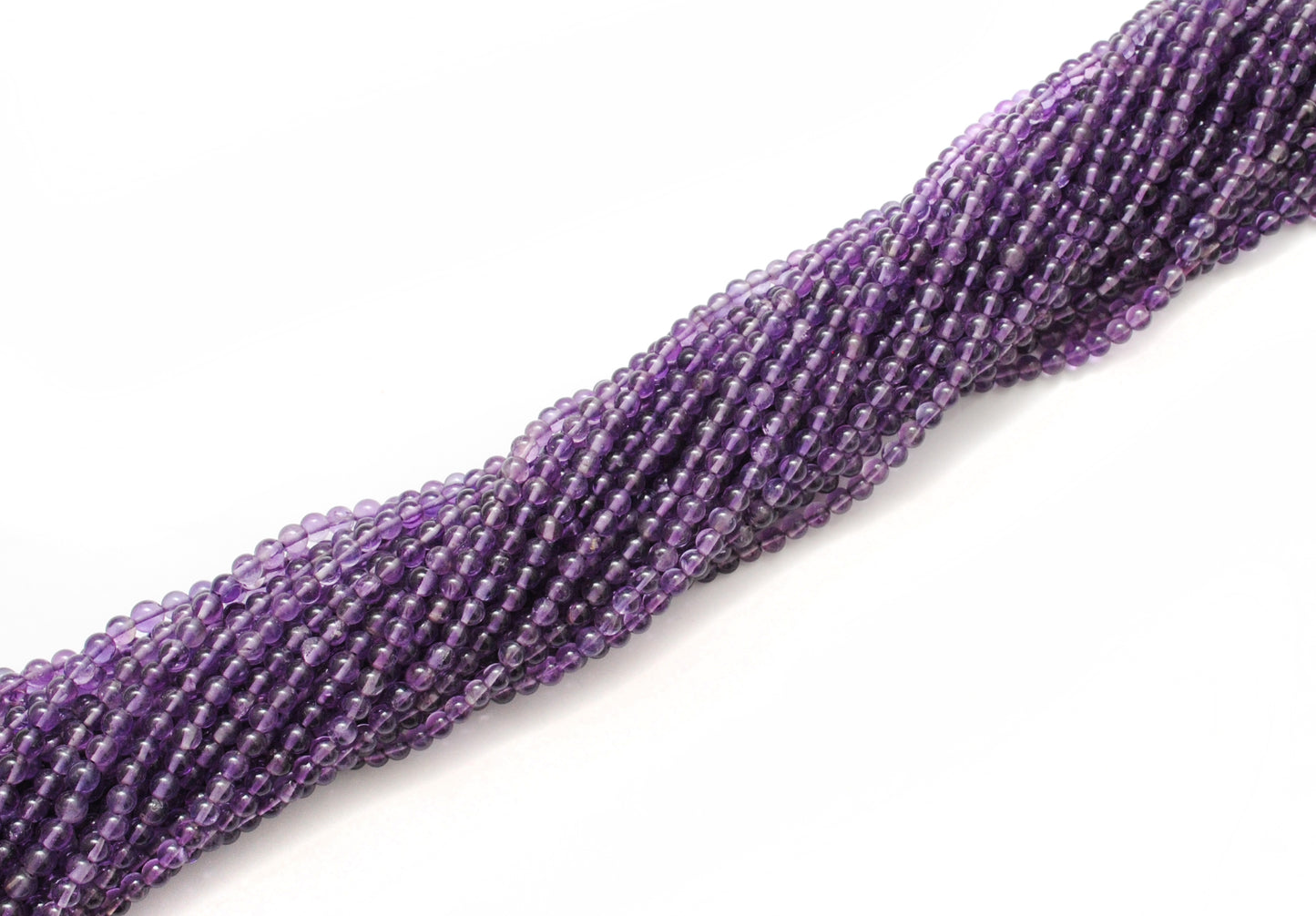 Amethyst smooth round beads 4mm - close-up purple color